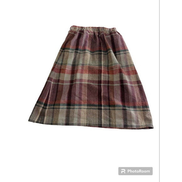 Prestige of Boston Skirt Womens Sz 12 Biege Maxi A-Line Wool Midi VTG 60s Plaid - Picture 2 of 12